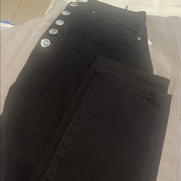 New weworewhat Danielle Black Jeans High Rise Crystal Button Fly Front, size 28 - Picture 7 of 7